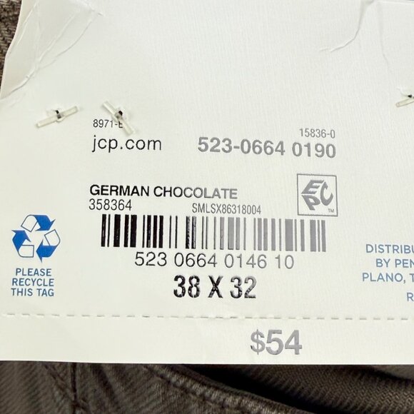 Arizona Jean Co. Men's Loose Fit Flex German Chocolate Casual Pants 38x32 NWT - Picture 6 of 11